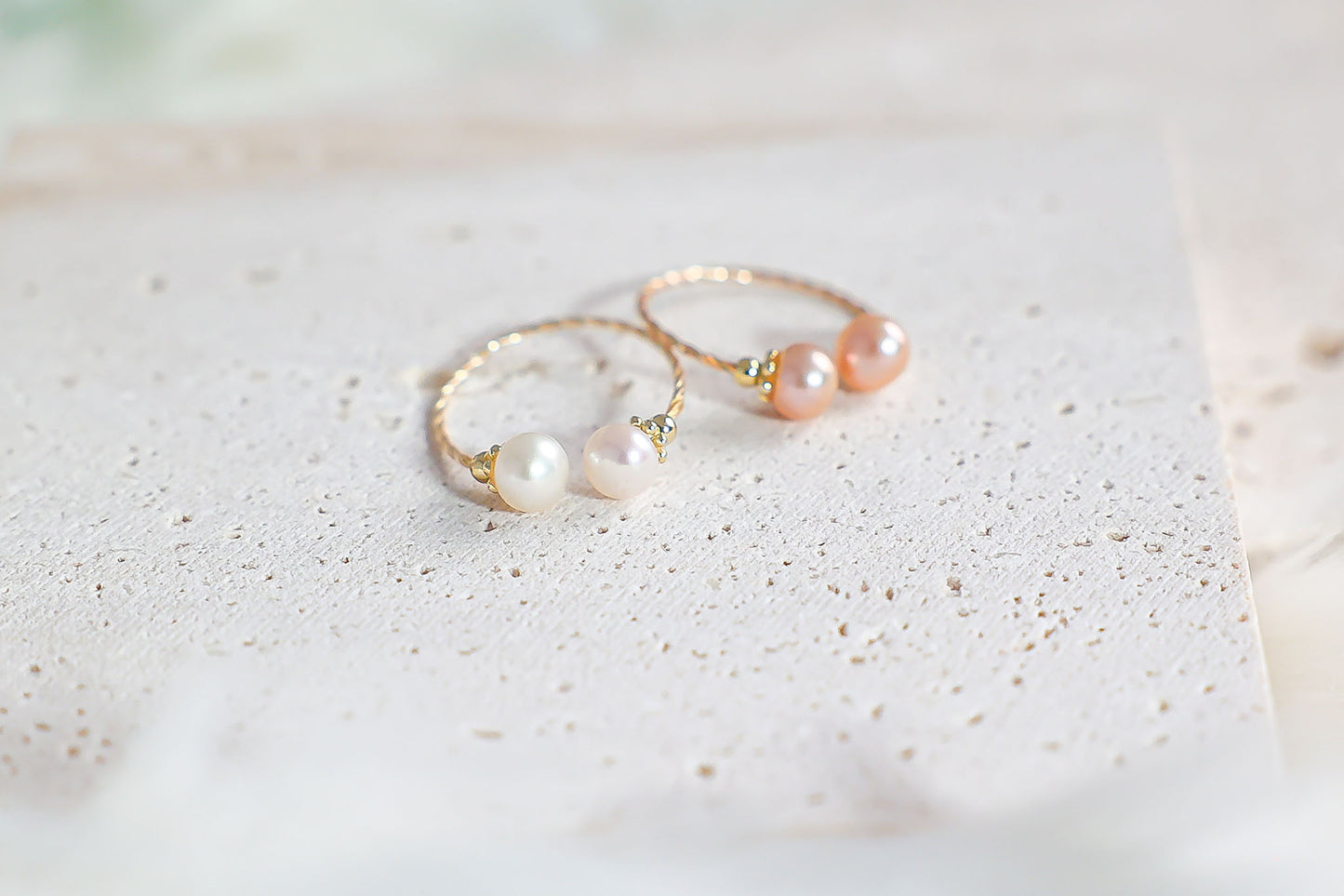 Double Freshwater Pearl Delicate Open Ring