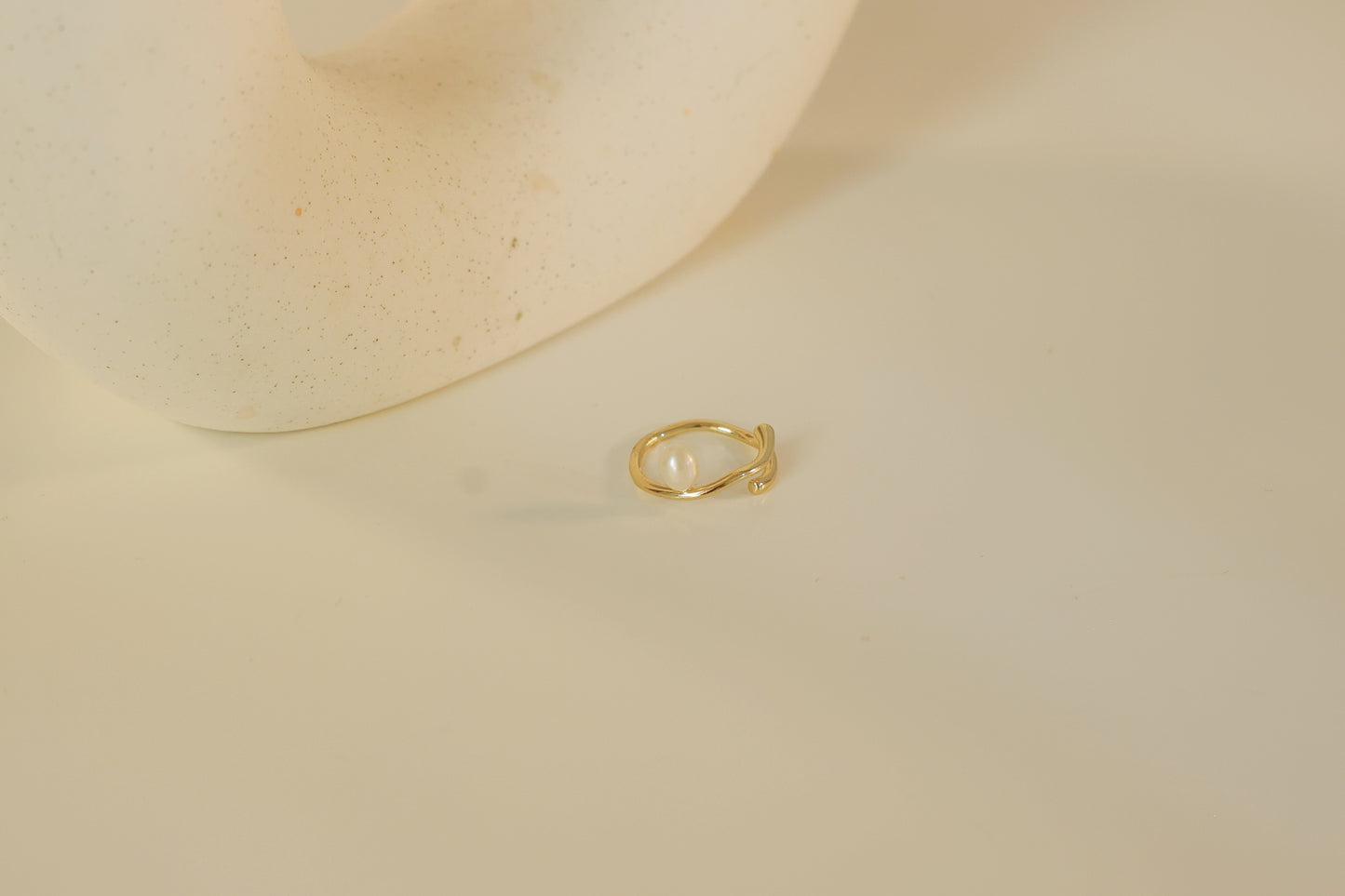 Gold Fresh Pearl Open Ring