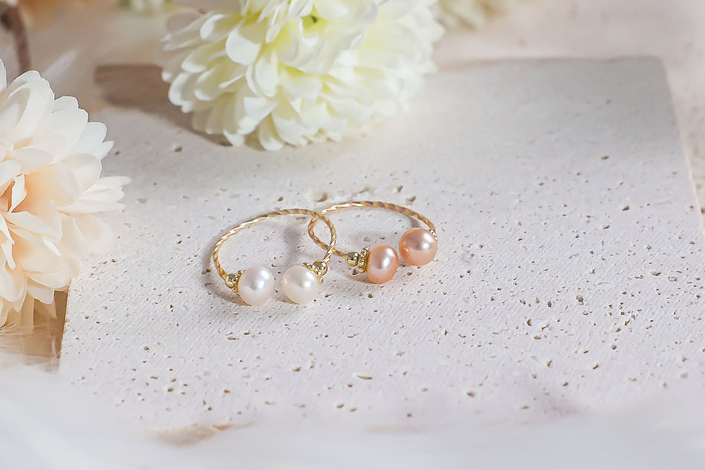 Double Freshwater Pearl Delicate Open Ring