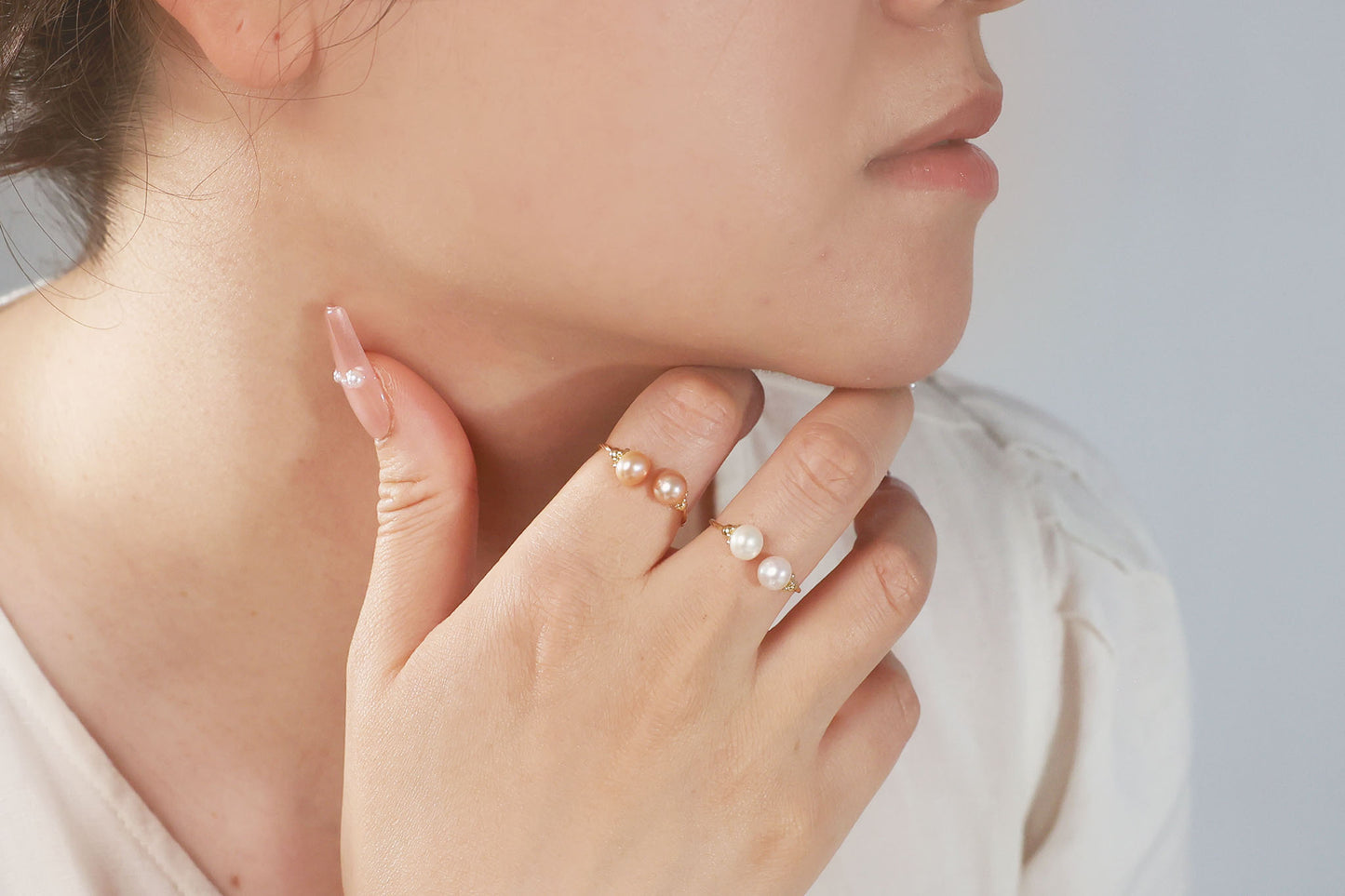 Double Freshwater Pearl Delicate Open Ring