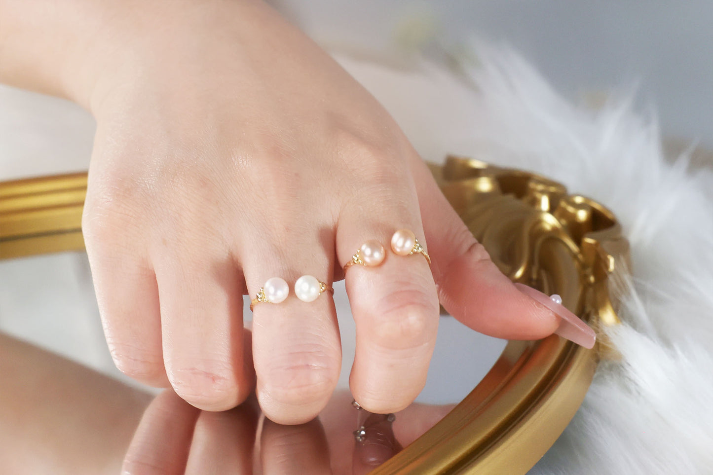 Double Freshwater Pearl Delicate Open Ring