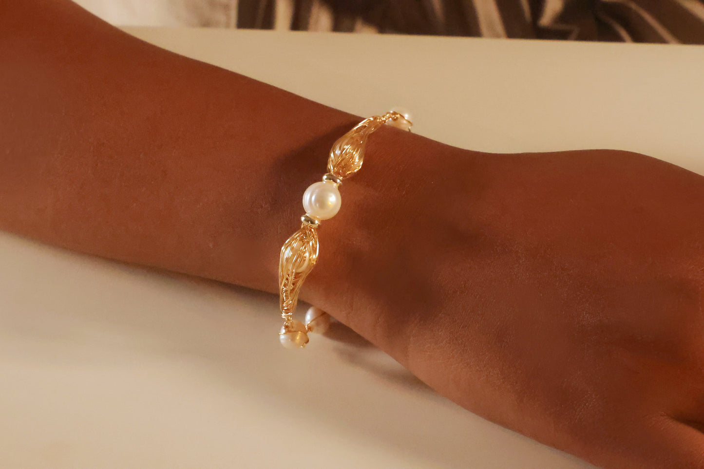 Chunky Baroque Pearl Wire Wrapped Bracelet