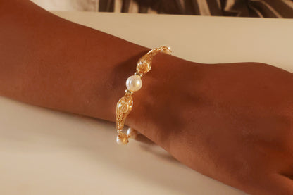 Chunky Baroque Pearl Wire Wrapped Bracelet