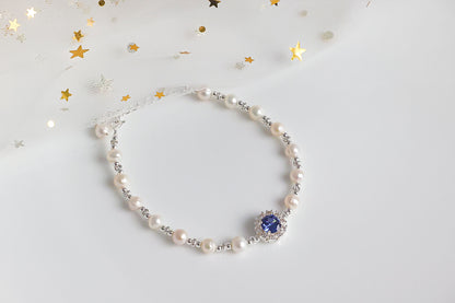 Sapphire Gemstone with Freshwater Pearl Bracelet