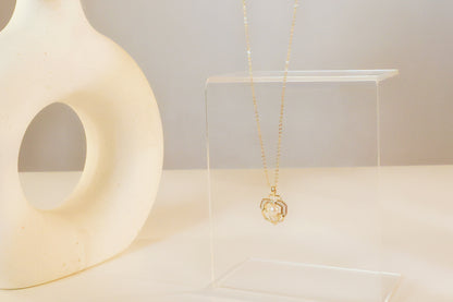 Gold Chain Camellia Pearl Necklace