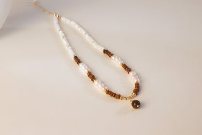 Tiger Eye Stone & Freshwater Pearl Necklace