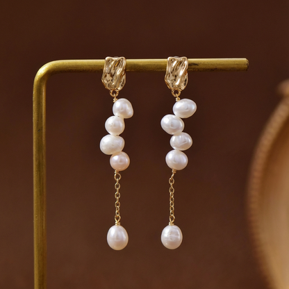 French style Freshwater pearl Beads Dangled Earring