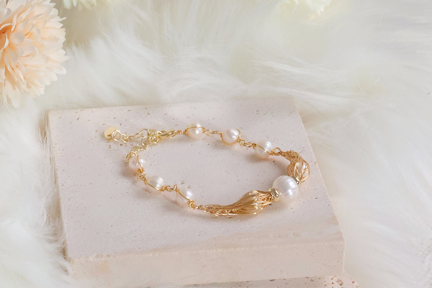 Chunky Baroque Pearl Wire Wrapped Bracelet