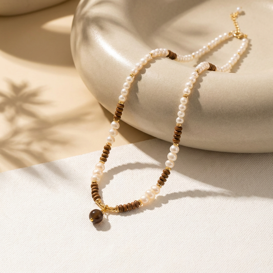 Tiger Eye Stone & Freshwater Pearl Necklace