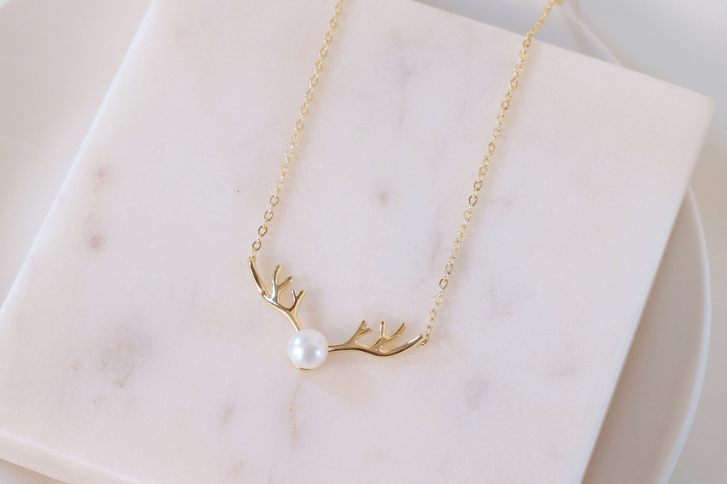 Minimalist Antler Freshwater Pearl Necklace