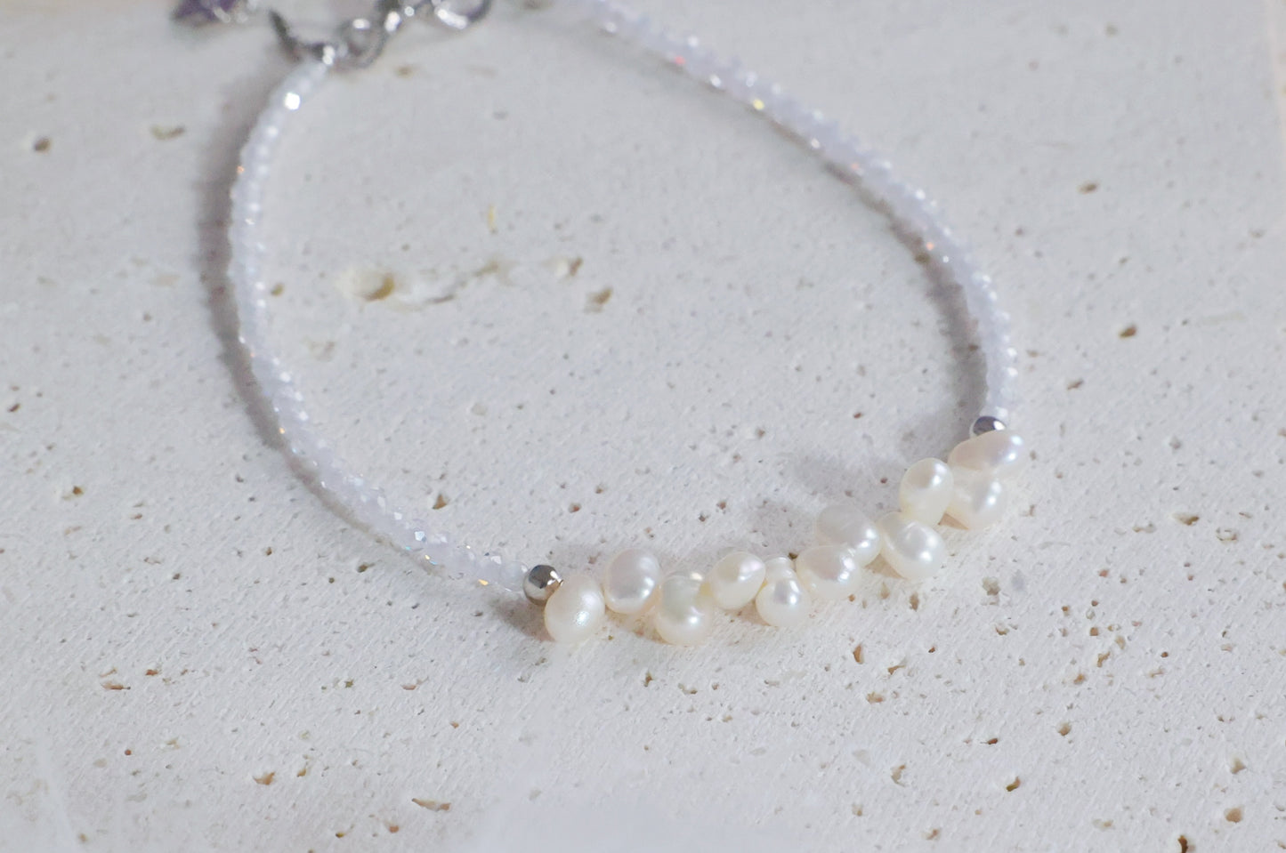 Baroque Pearl & Dainty Crystal Bead Bracelet