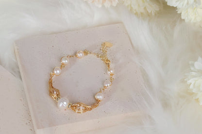 Chunky Baroque Pearl Wire Wrapped Bracelet