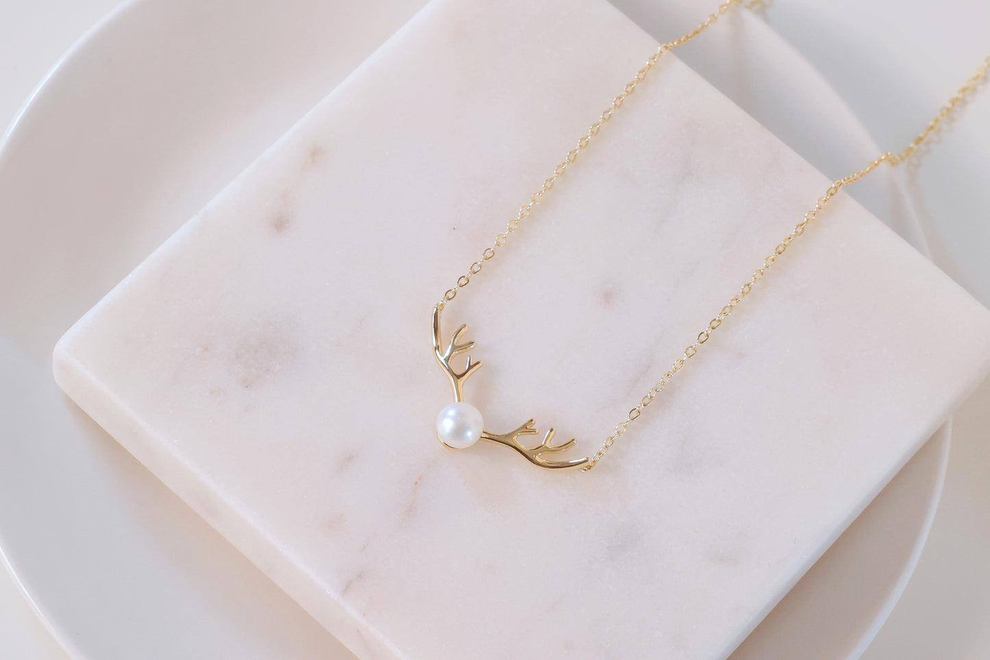 Minimalist Antler Freshwater Pearl Necklace