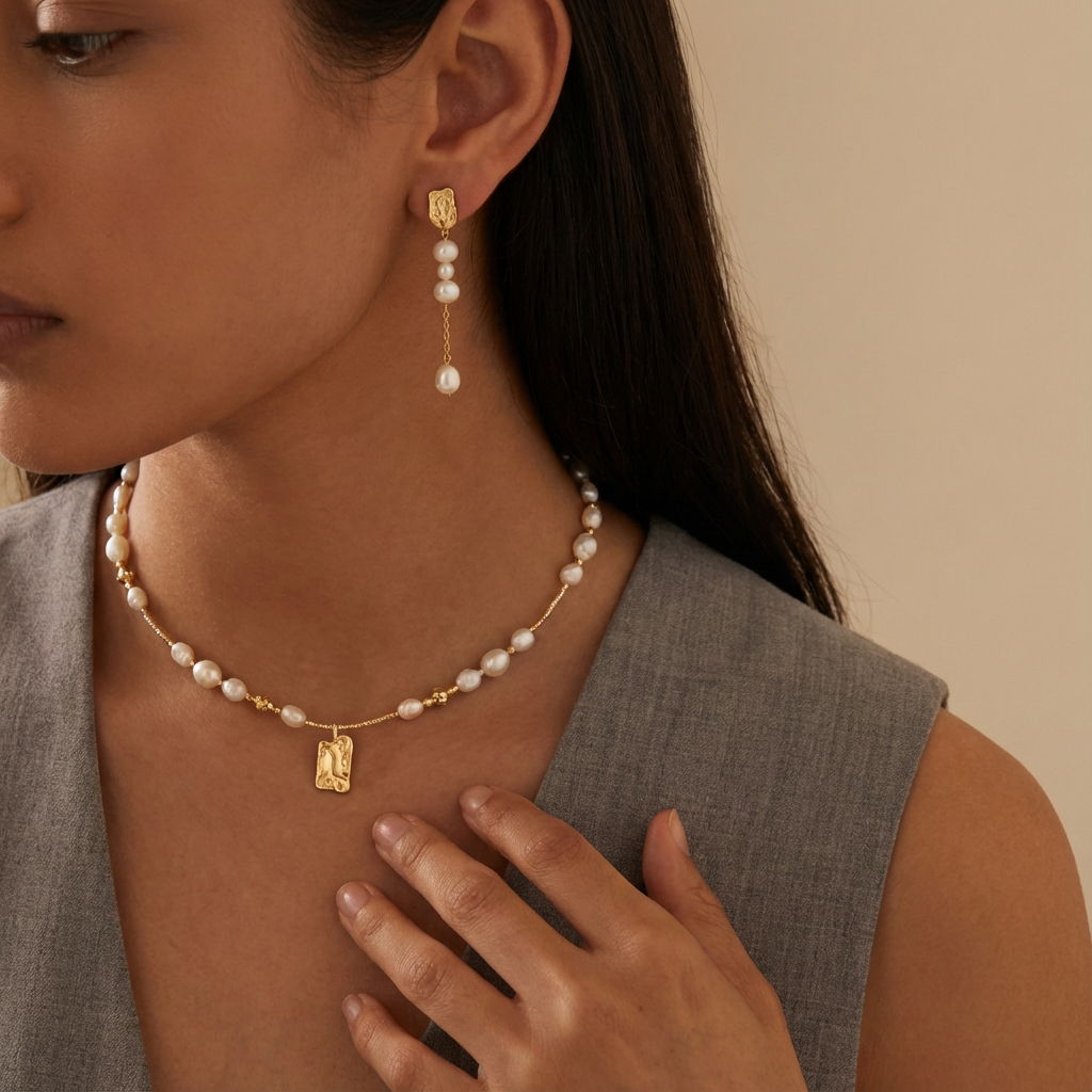 French style Freshwater pearl Beads necklace