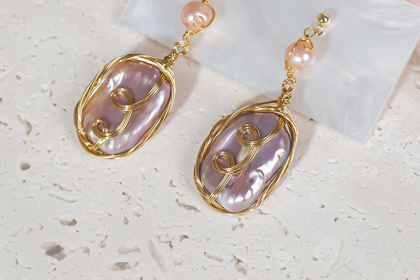 Natural Baroque Pearl Handmade Dangle Earring