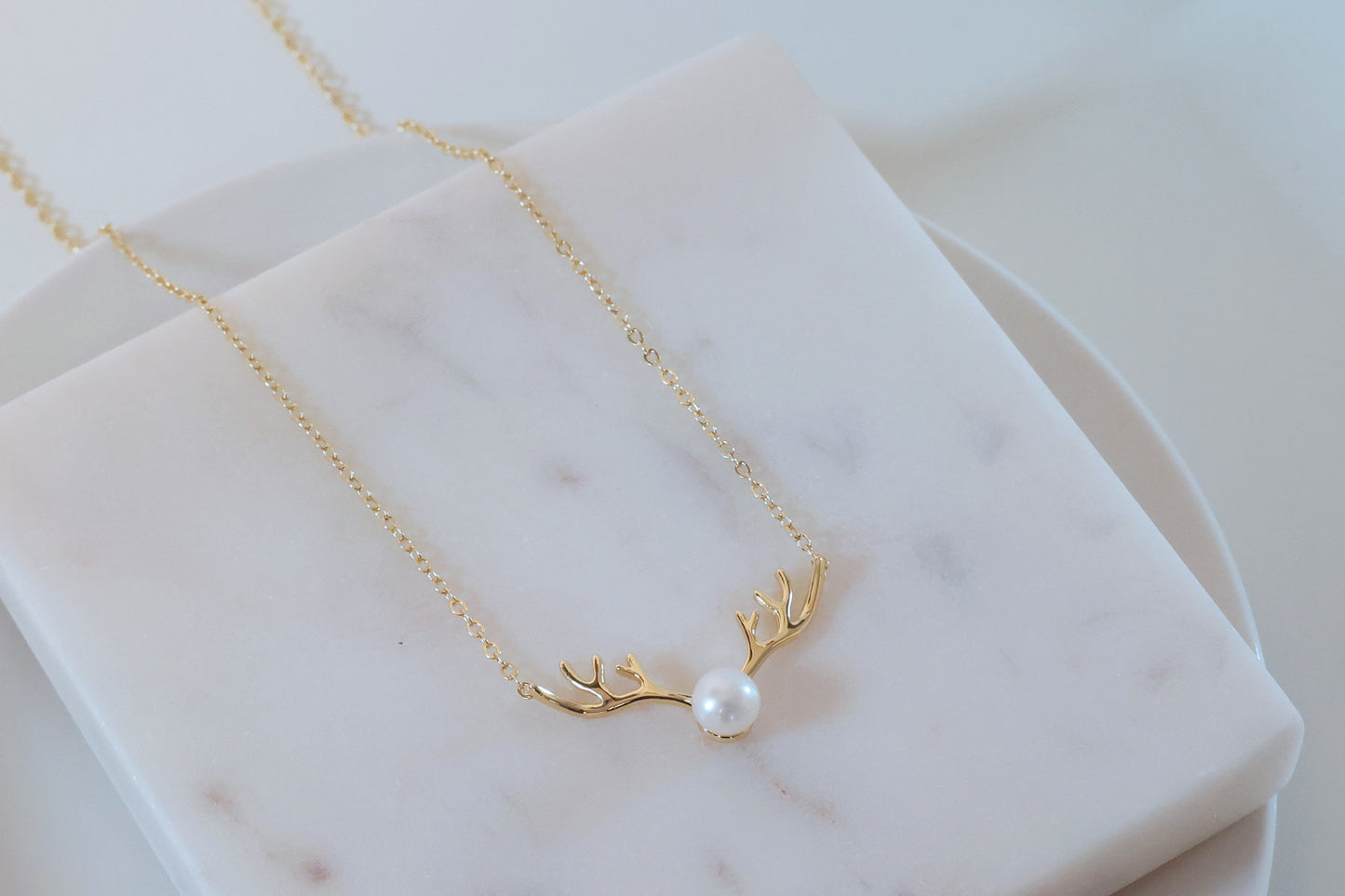 Minimalist Antler Freshwater Pearl Necklace