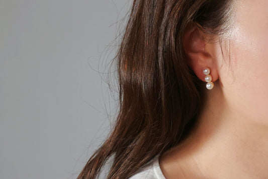 Triple Pearl Stud Earrings