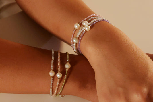 Colorful Crystal Beaded Bracelet with Freshwater Pearl