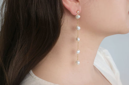 Freshwater Pearl Drop Long Earrings