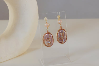 Natural Baroque Pearl Handmade Dangle Earring