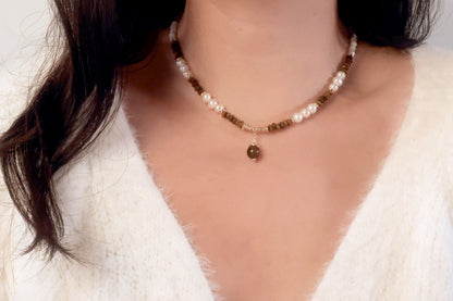 Tiger Eye Stone & Freshwater Pearl Necklace