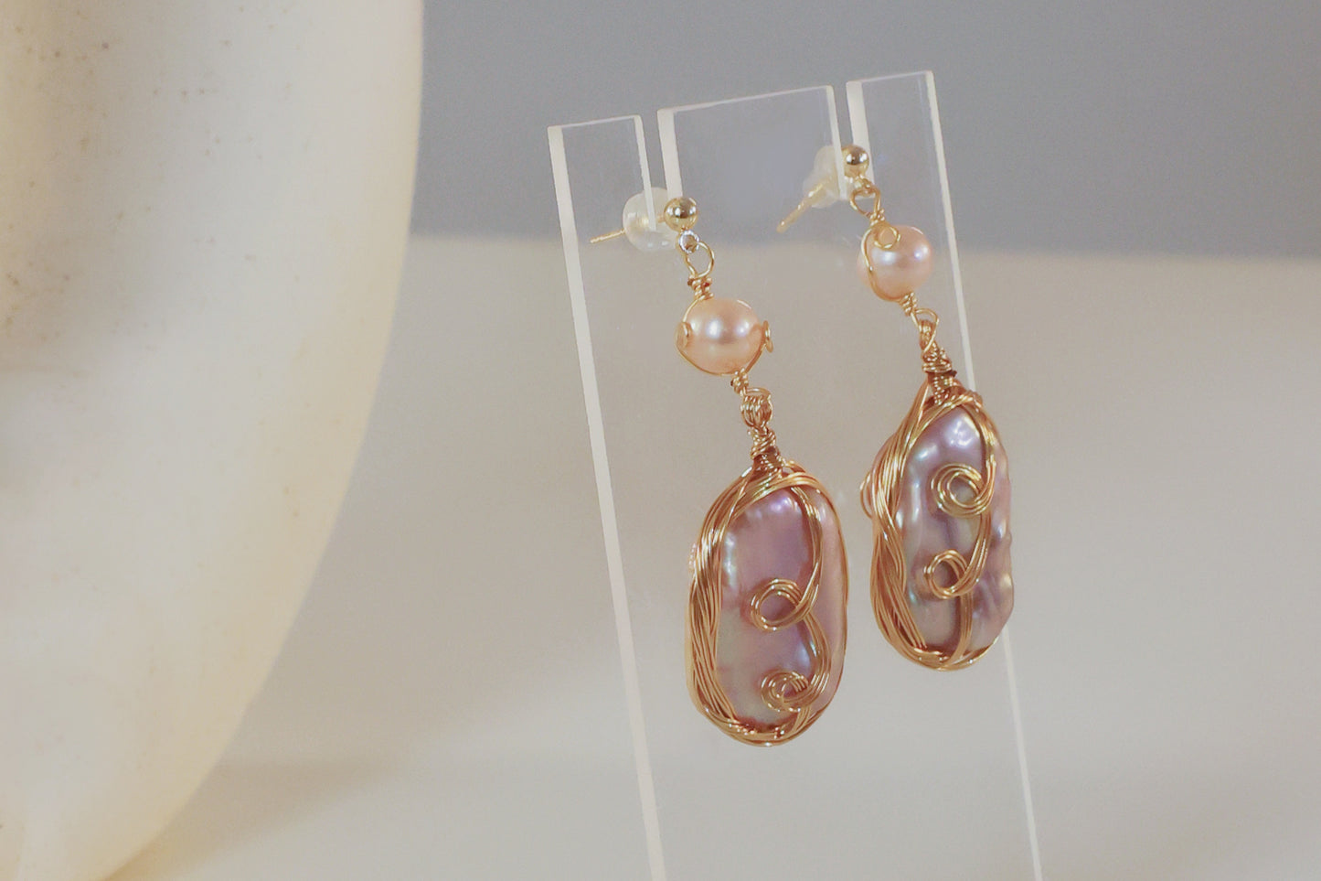 Natural Baroque Pearl Handmade Dangle Earring