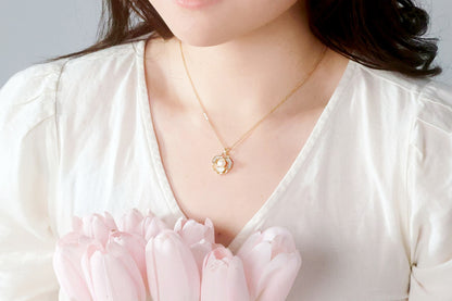 Gold Chain Camellia Pearl Necklace