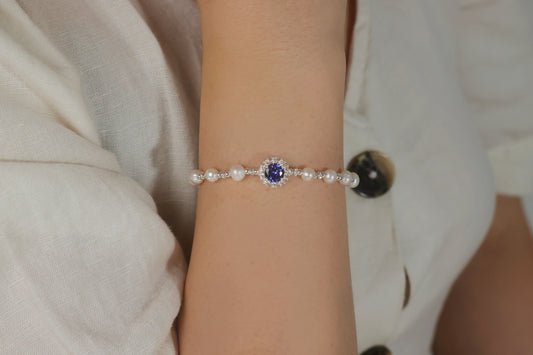 Sapphire Gemstone with Freshwater Pearl Bracelet