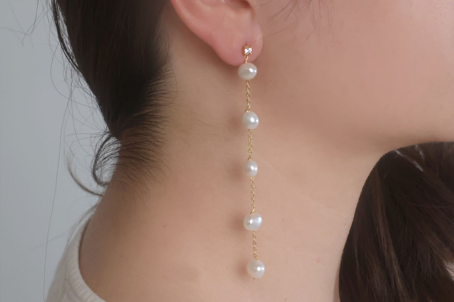 Freshwater Pearl Drop Long Earrings