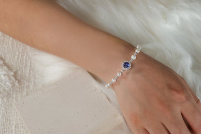 Sapphire Gemstone with Freshwater Pearl Bracelet