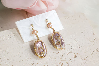 Natural Baroque Pearl Handmade Dangle Earring