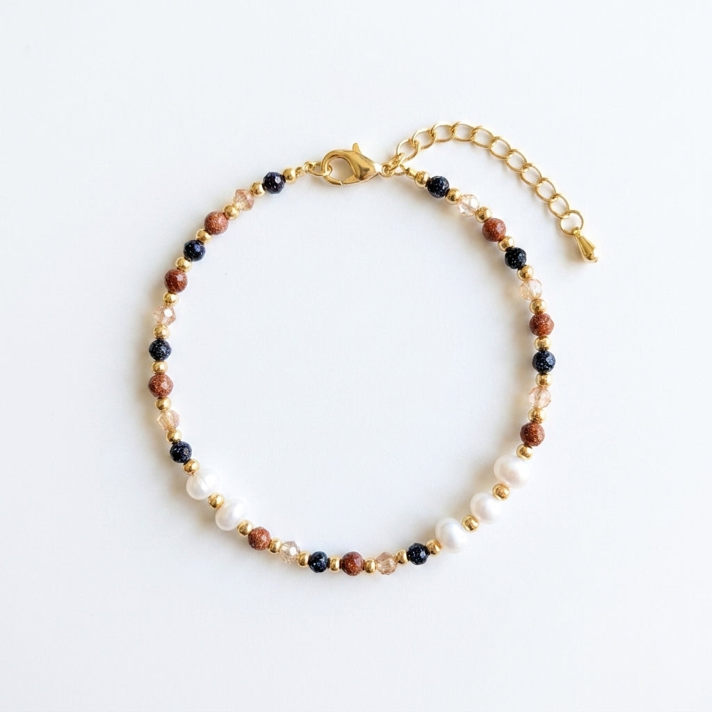 Starlit Reverie Blue Sandstone & Pearl Bracelet | Whisperland Studio
