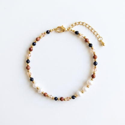 Starlit Reverie Blue Sandstone & Pearl Bracelet | Whisperland Studio