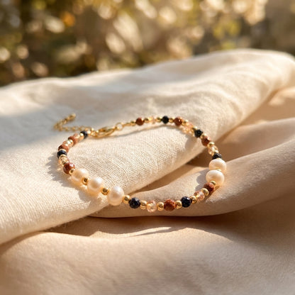 Starlit Reverie Blue Sandstone & Pearl Bracelet | Whisperland Studio