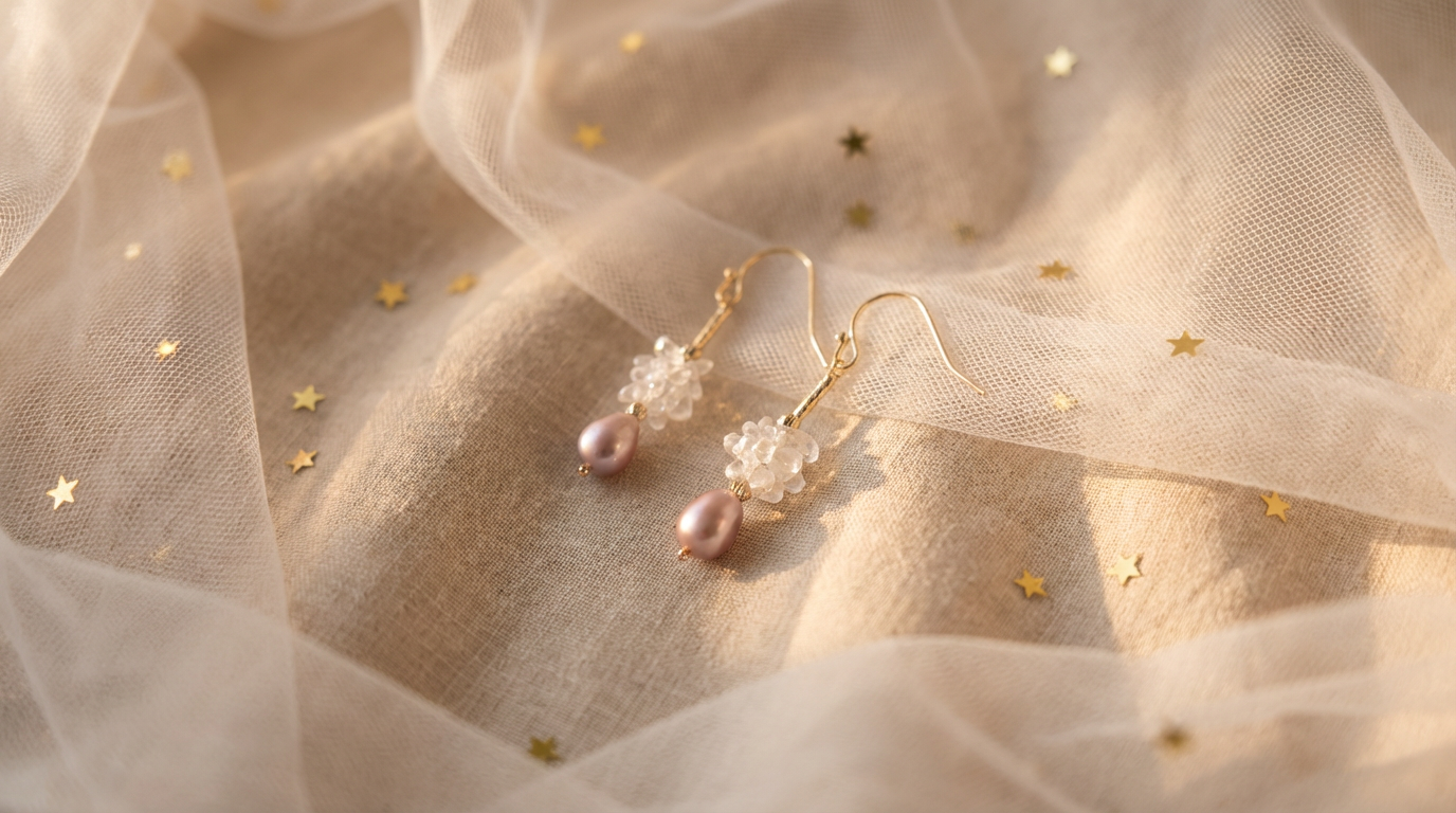 Crystal Cluster Purple Pearl Dangle Earrings, Best Gift Ideas