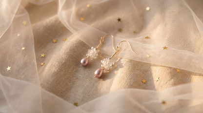 Crystal Cluster Purple Pearl Dangle Earrings, Best Gift Ideas