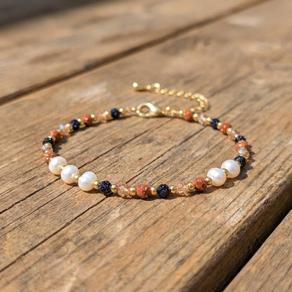 Starlit Reverie Blue Sandstone & Pearl Bracelet | Whisperland Studio