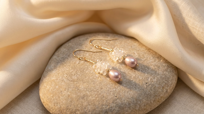 Crystal Cluster Purple Pearl Dangle Earrings, Best Gift Ideas