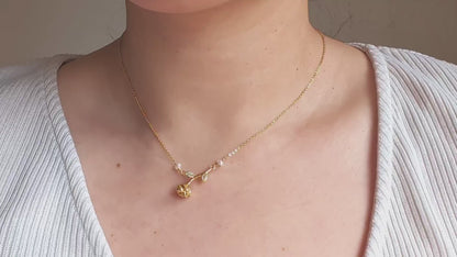 rose necklace with freshwater pearls