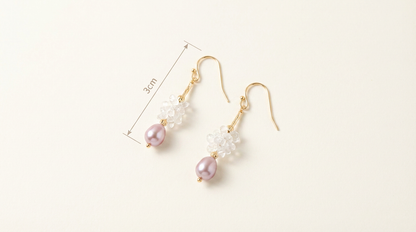 Crystal Cluster Purple Pearl Dangle Earrings, Best Gift Ideas